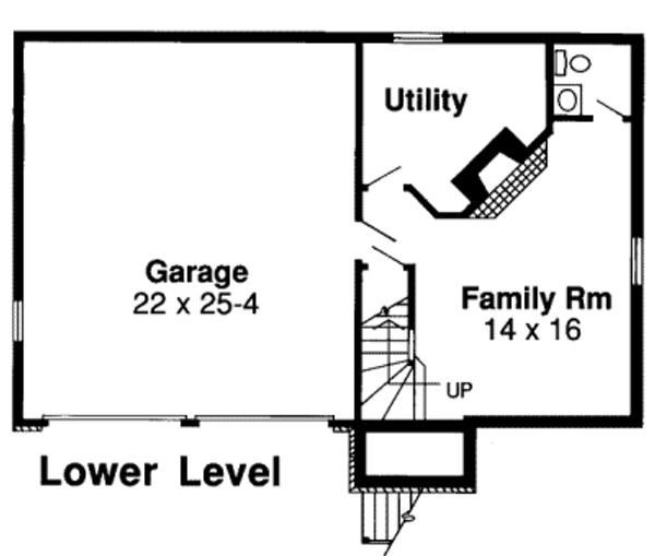Floor Plan - Lower Floor for Traditional House Plan #312-313 - 3 bed, 1.5 bath
