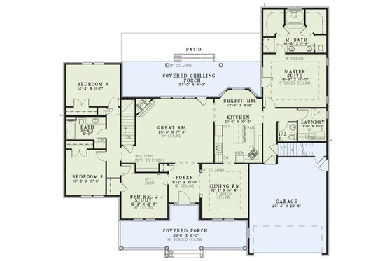 Floor Plan - Main Floor for Colonial House Plan #17-2688 - 5 bed, 3.5 bath