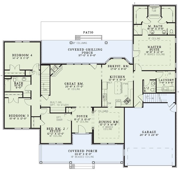Home Plan - Floor Plan - Main Floor for Colonial House Plan #17-2688 - 5 bed, 3.5 bath