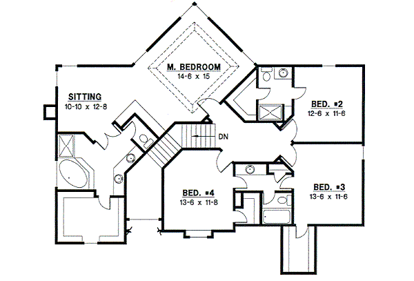 Traditional Floor Plan - Upper Floor Plan #67-543