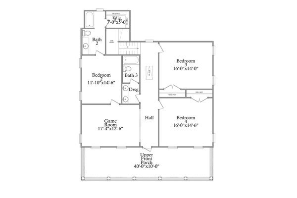 Traditional Floor Plan - Upper Floor Plan #69-411