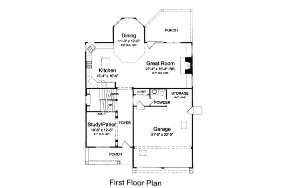 Floor Plan - Main Floor for Bungalow House Plan #46-435 - 4 bed, 2.5 bath