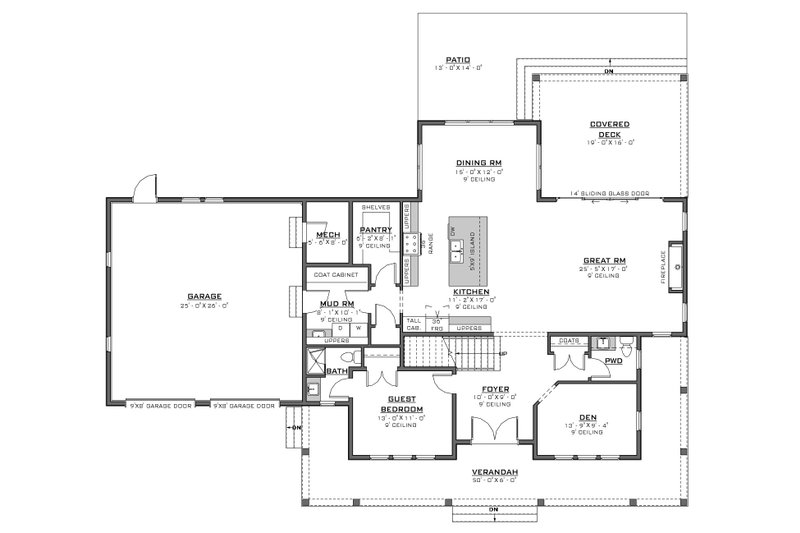 House Design - Floor Plan - Main Floor for Farmhouse House Plan #1086-20 - 4 bed, 3.5 bath