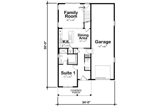Floor Plan - Main Floor for Modern House Plan #20-2506 - 4 bed, 3.5 bath