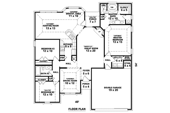 Floor Plan - Main Floor for European House Plan #81-1476 - 3 bed, 2 bath
