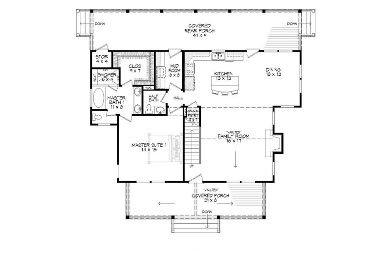 Home Plan - Floor Plan - Main Floor for Country House Plan #932-3 - 3 bed, 3.5 bath