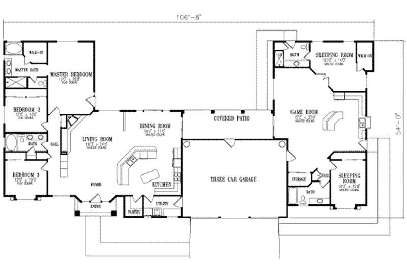 Dream House Plan - Floor Plan - Main Floor for Adobe / Southwestern House Plan #1-786 - 3 bed, 4 bath