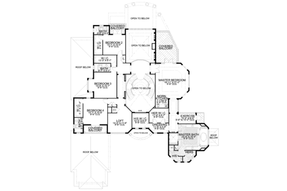 Floor Plan - Upper Floor for Mediterranean House Plan #420-197 - 7 bed, 8.5 bath