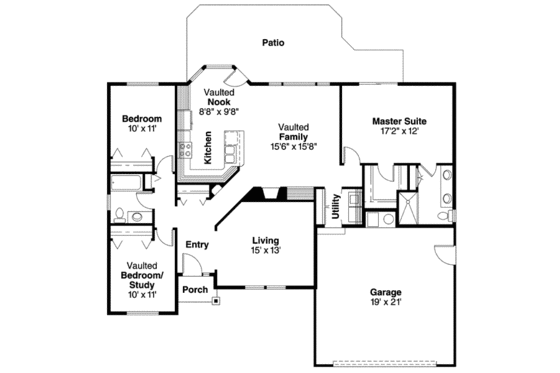 Floor Plan - Main Floor for Traditional House Plan #124-569 - 3 bed, 2 bath