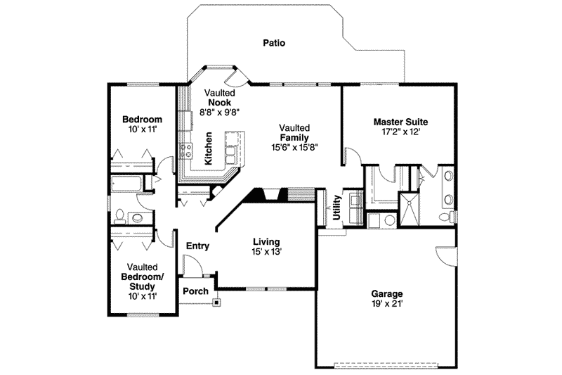 Home Plan - Floor Plan - Main Floor for Traditional House Plan #124-569 - 3 bed, 2 bath
