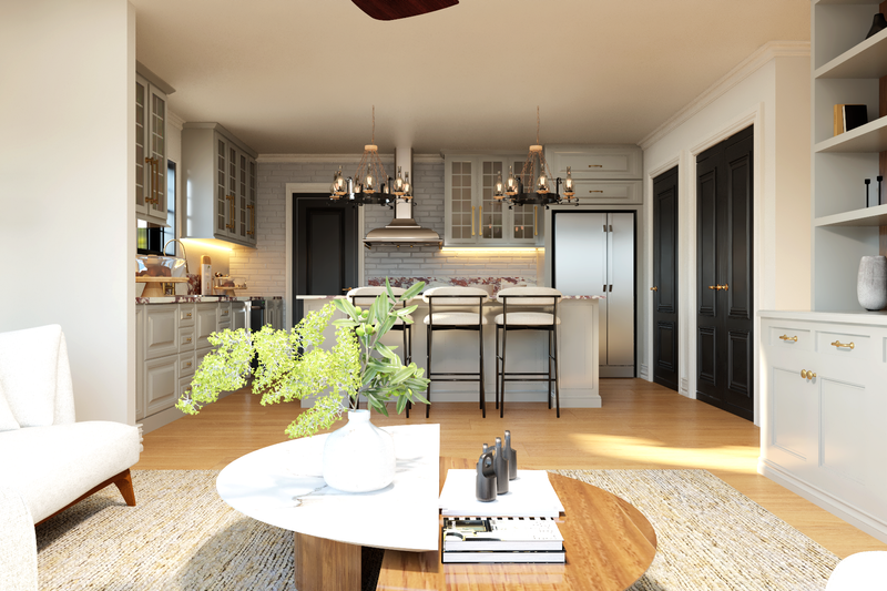 House Blueprint - Interior - Family Room 2 for Barndominium House Plan #1064-424 - 4 bed, 2.5 bath
