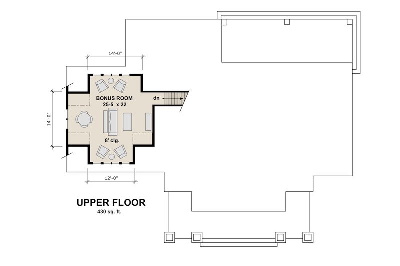 Architectural House Design - Floor Plan - Upper Floor for Craftsman House Plan #51-586 - 3 bed, 2.5 bath
