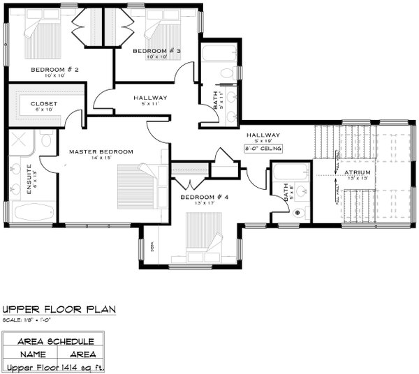 European Floor Plan - Upper Floor Plan #1101-16