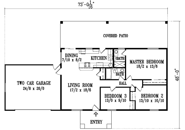 Adobe / Southwestern Floor Plan - Main Floor Plan #1-1195