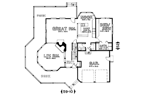 Floor Plan - Main Floor House Plan #303-430 - 4 bed, 2.5 bath