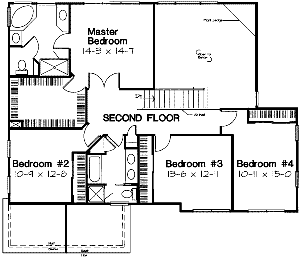 Traditional Floor Plan - Upper Floor Plan #312-135