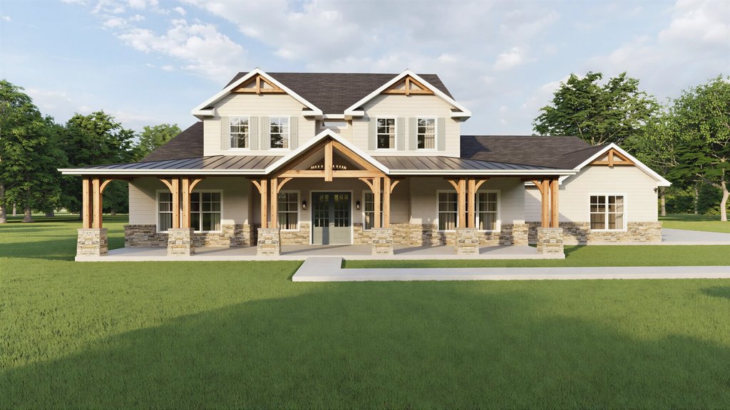 Exterior - Front Elevation 2 for Farmhouse House Plan #1127-21 - 4 bed, 3.5 bath