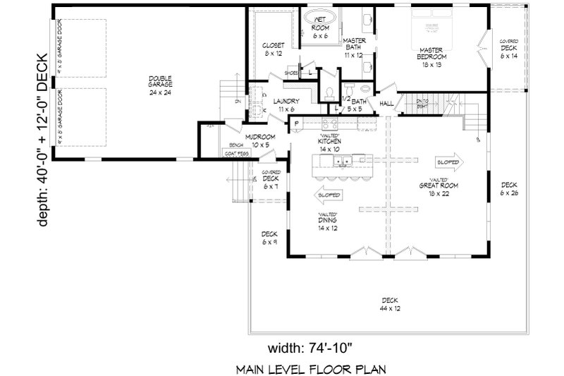 Architectural House Design - Floor Plan - Main Floor for Country House Plan #932-1058 - 3 bed, 2.5 bath