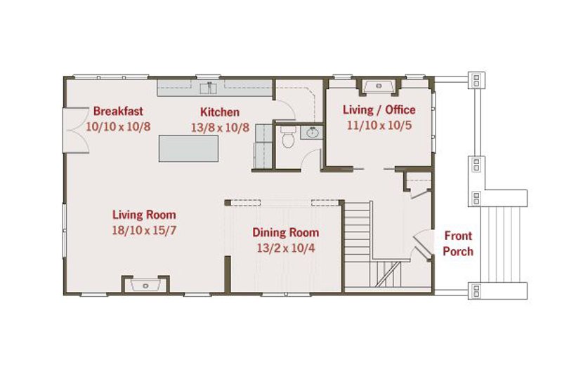 Home Plan - Floor Plan - Main Floor for Craftsman House Plan #461-35 - 4 bed, 2.5 bath