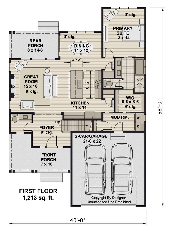 House Blueprint - Bungalow Floor Plan - Main Floor Plan #51-1408