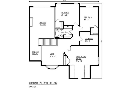 Floor Plan - Upper Floor for Mediterranean House Plan #320-482 - 4 bed, 2.5 bath