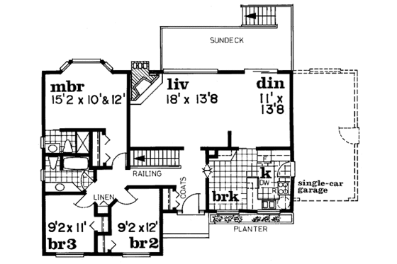Floor Plan - Main Floor for Ranch House Plan #47-170 - 3 bed, 2 bath