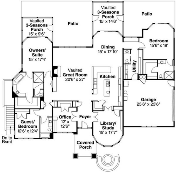 House Plan Design - Prairie Floor Plan - Main Floor Plan #124-821