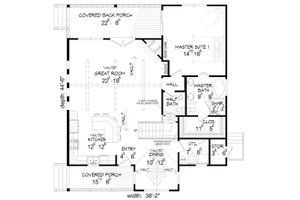 Floor Plan - Main Floor for Country House Plan #932-2 - 3 bed, 2.5 bath