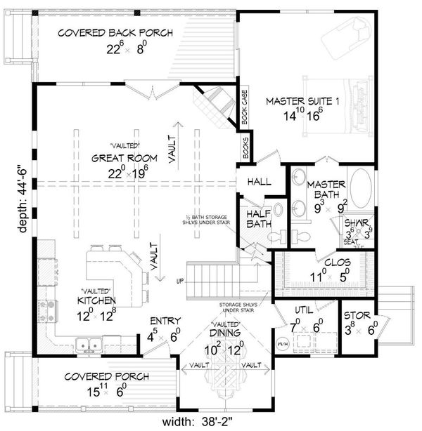 Country Floor Plan - Main Floor Plan #932-2