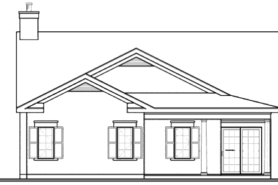 Exterior - Rear Elevation for Southern House Plan #23-2208 - 3 bed, 2 bath