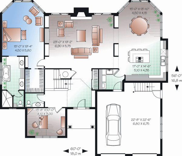 House Plan Design - Mediterranean Floor Plan - Main Floor Plan #23-2242