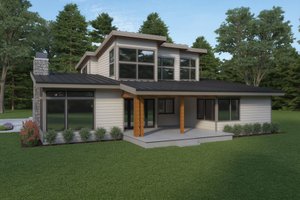 Exterior - Rear Elevation for Contemporary House Plan #1070-115 - 3 bed, 2.5 bath