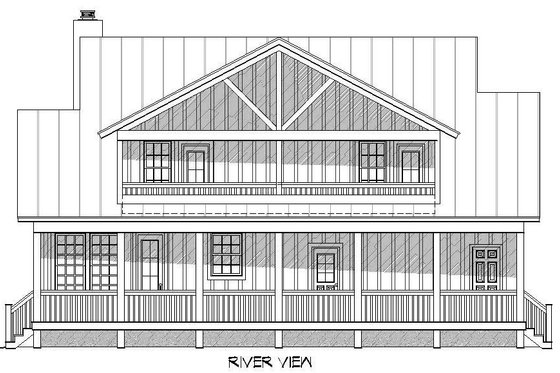 Exterior - Rear Elevation for Cabin House Plan #932-48 - 3 bed, 3.5 bath