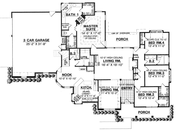 House Design - Ranch Floor Plan - Main Floor Plan #40-132