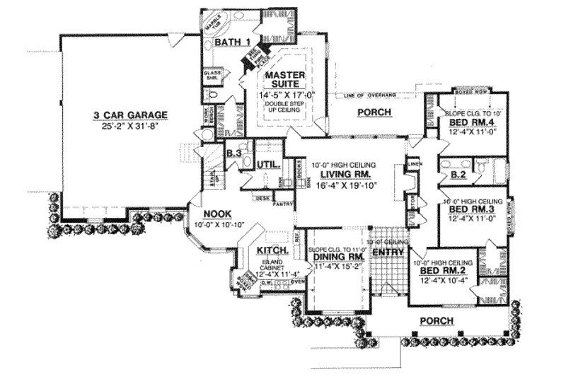 House Design - Floor Plan - Main Floor for Ranch House Plan #40-132 - 4 bed, 2.5 bath