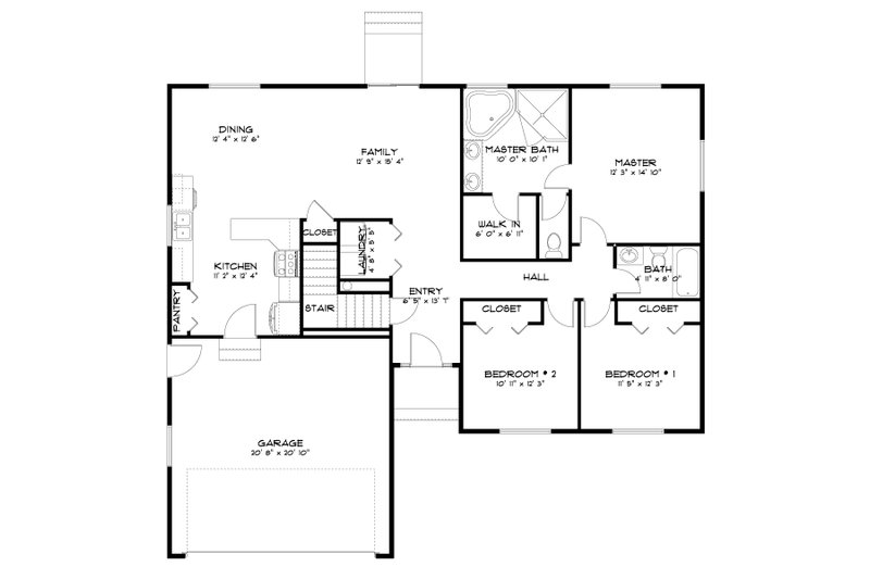 House Design - Floor Plan - Main Floor for Traditional House Plan #1060-184 - 3 bed, 2 bath