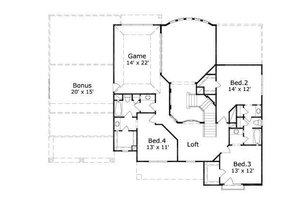 Floor Plan - Upper Floor for European House Plan #411-797 - 4 bed, 3.5 bath