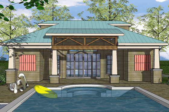 Exterior - Front Elevation for Craftsman House Plan #8-208 - 1 bed, 1.5 bath
