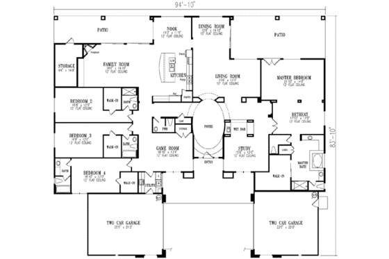 Floor Plan - Main Floor House Plan #1-922 - 4 bed, 4.5 bath