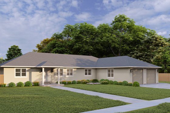 Exterior - Front Elevation 3 for Ranch House Plan #1060-31 - 3 bed, 2 bath