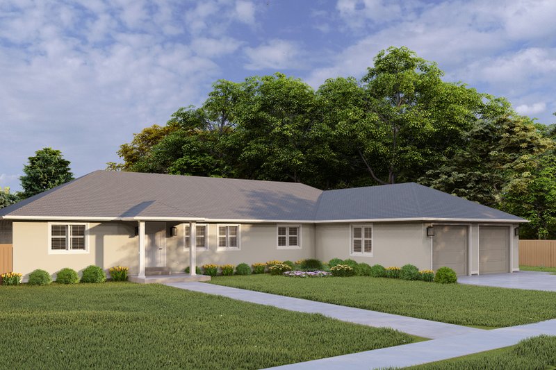 House Blueprint - Exterior - Front Elevation 3 for Ranch House Plan #1060-31 - 3 bed, 2 bath