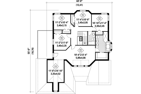 Floor Plan - Upper Floor for European House Plan #25-4758 - 5 bed, 2 bath