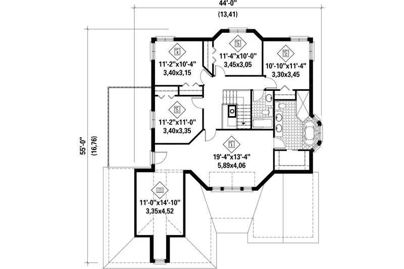 Architectural House Design - Floor Plan - Upper Floor for European House Plan #25-4758 - 5 bed, 2 bath