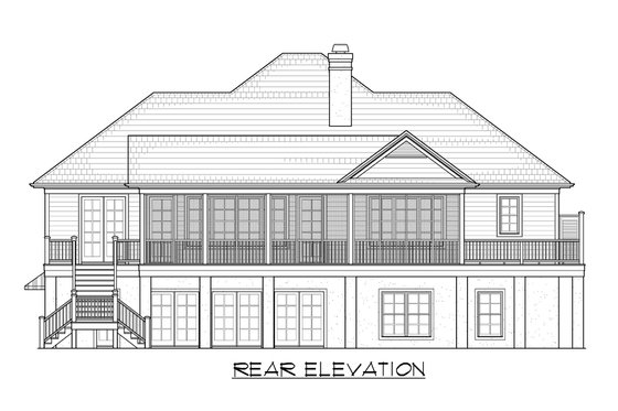 Exterior - Rear Elevation 1 for Country House Plan #1054-34 - 4 bed, 4.5 bath