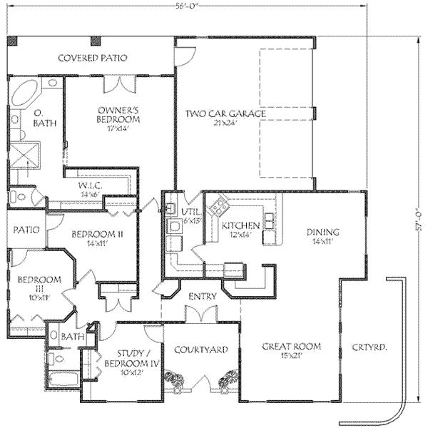 Adobe / Southwestern Floor Plan - Main Floor Plan #24-239