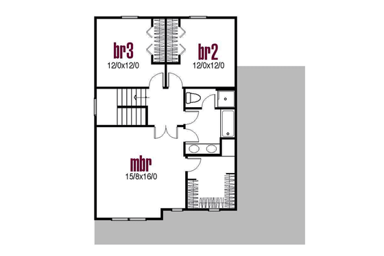 Floor Plan - Upper Floor for Farmhouse House Plan #435-2 - 3 bed, 1.5 bath