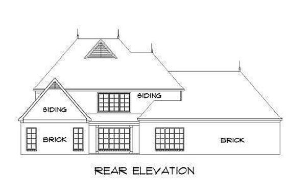 Exterior - Rear Elevation for European House Plan #424-82 - 5 bed, 4 bath