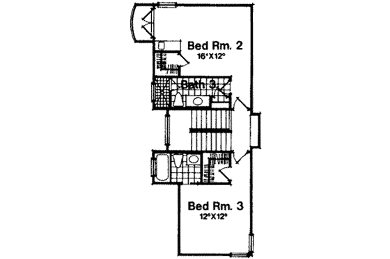 Floor Plan - Upper Floor for European House Plan #135-128 - 3 bed, 4 bath