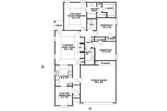 Floor Plan - Main Floor for European House Plan #81-191 - 3 bed, 2 bath