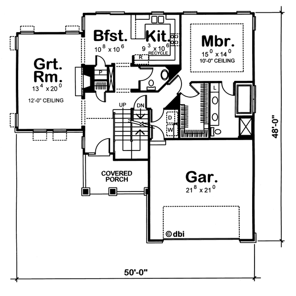 Dream House Plan - Craftsman Floor Plan - Main Floor Plan #20-2221